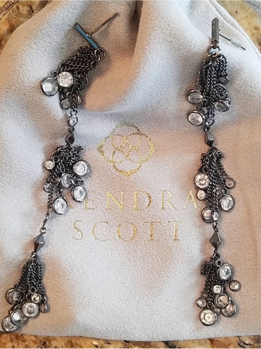 Kendra Scott Tallulah Gunmetal Chandelier Earrings